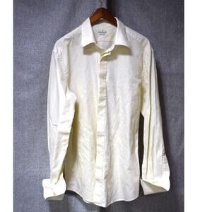 Van Laack Royal White Dress Shirt 44 17.5 Luxury Textured Cotton